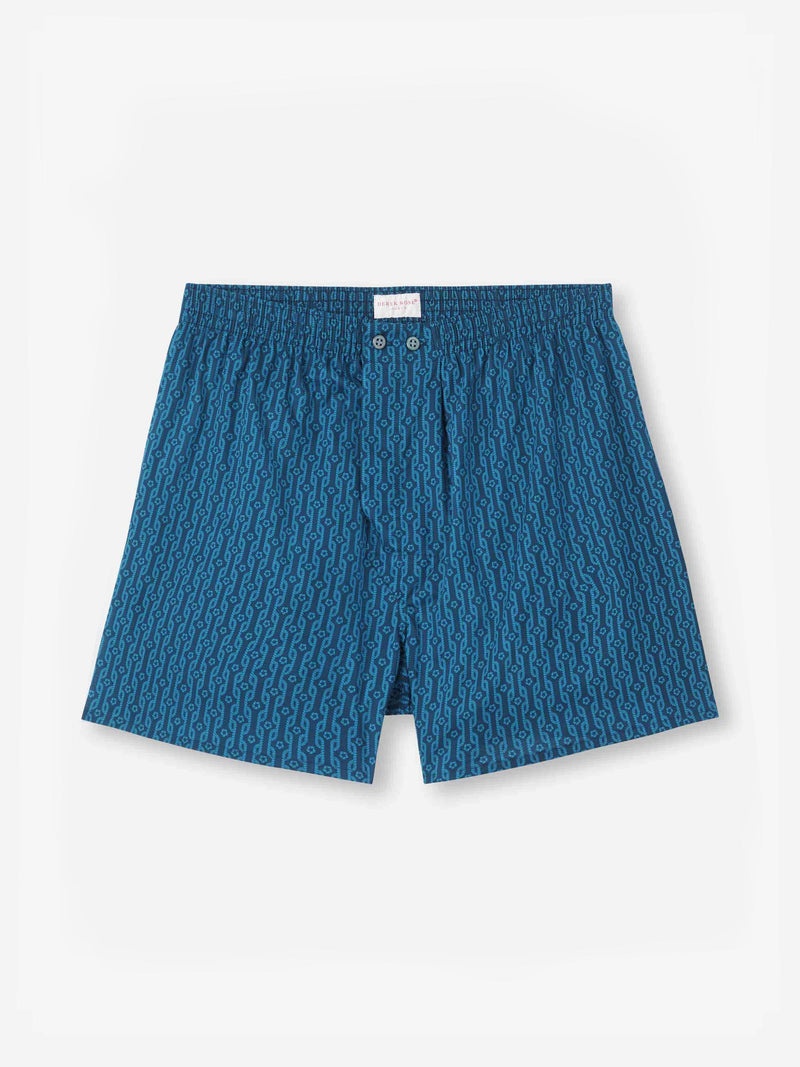 Men's Classic Fit Boxers Cotton Batiste Navy Rope Print - 2