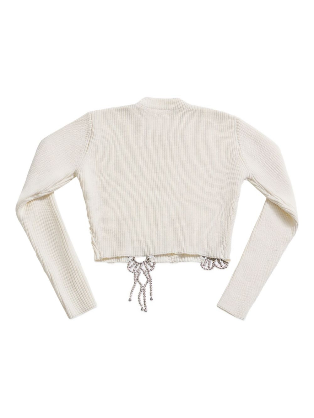 crystal-embellished crochet sweater - 5