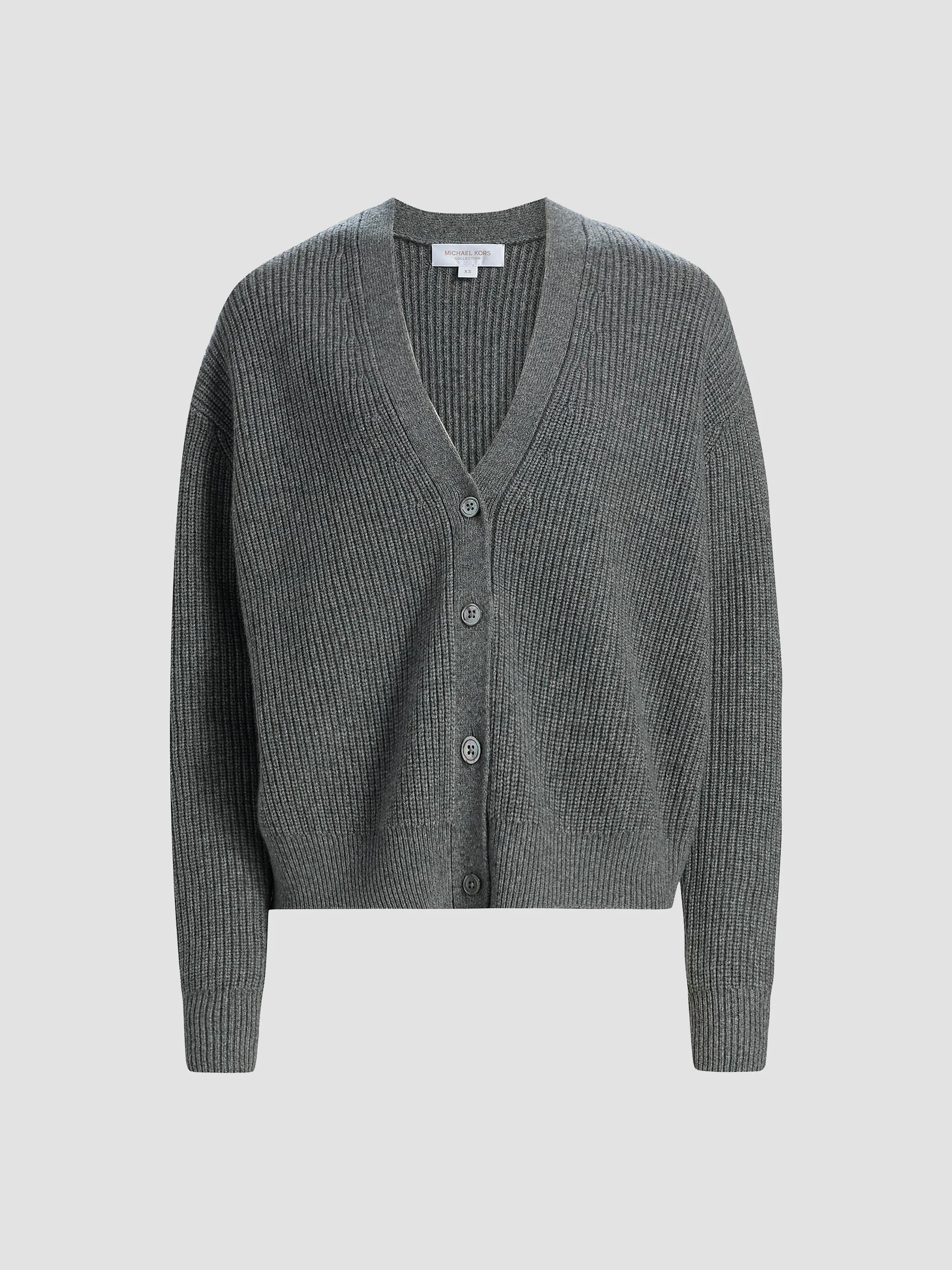 Women's Ribbed Cashmere Cardigan - Banker Melange - 1