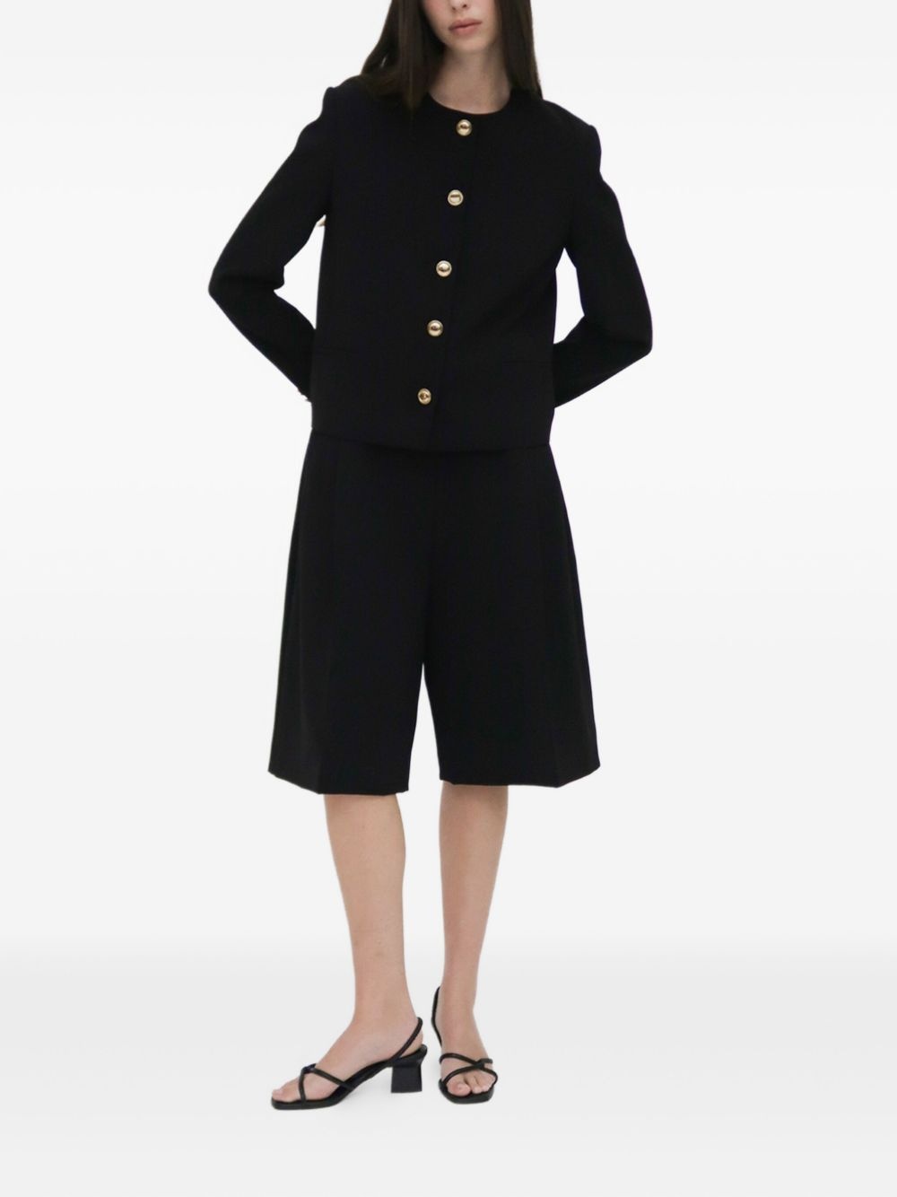 crew-neck gold-button jacket - 5
