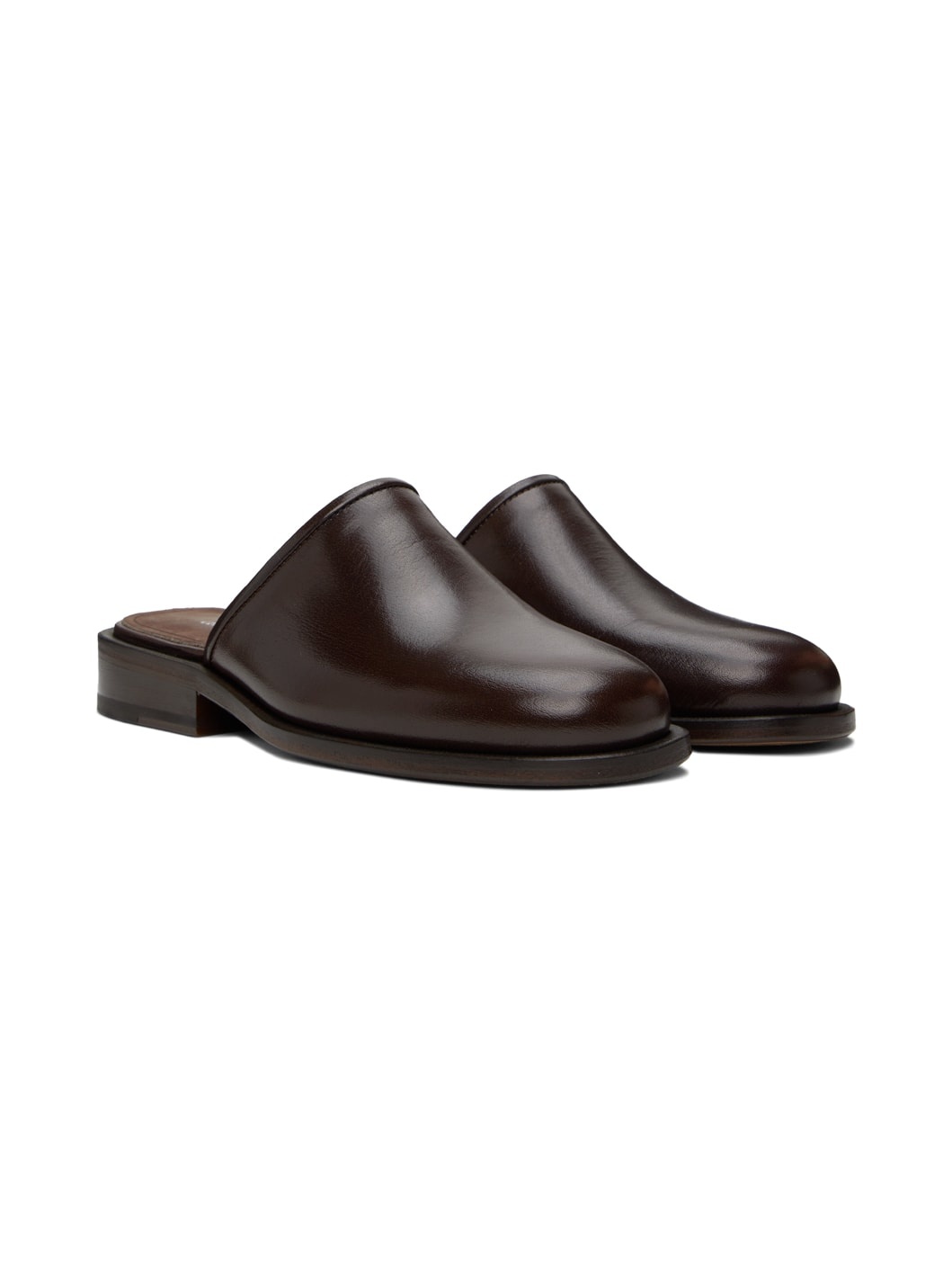 Brown Square Mules - 4