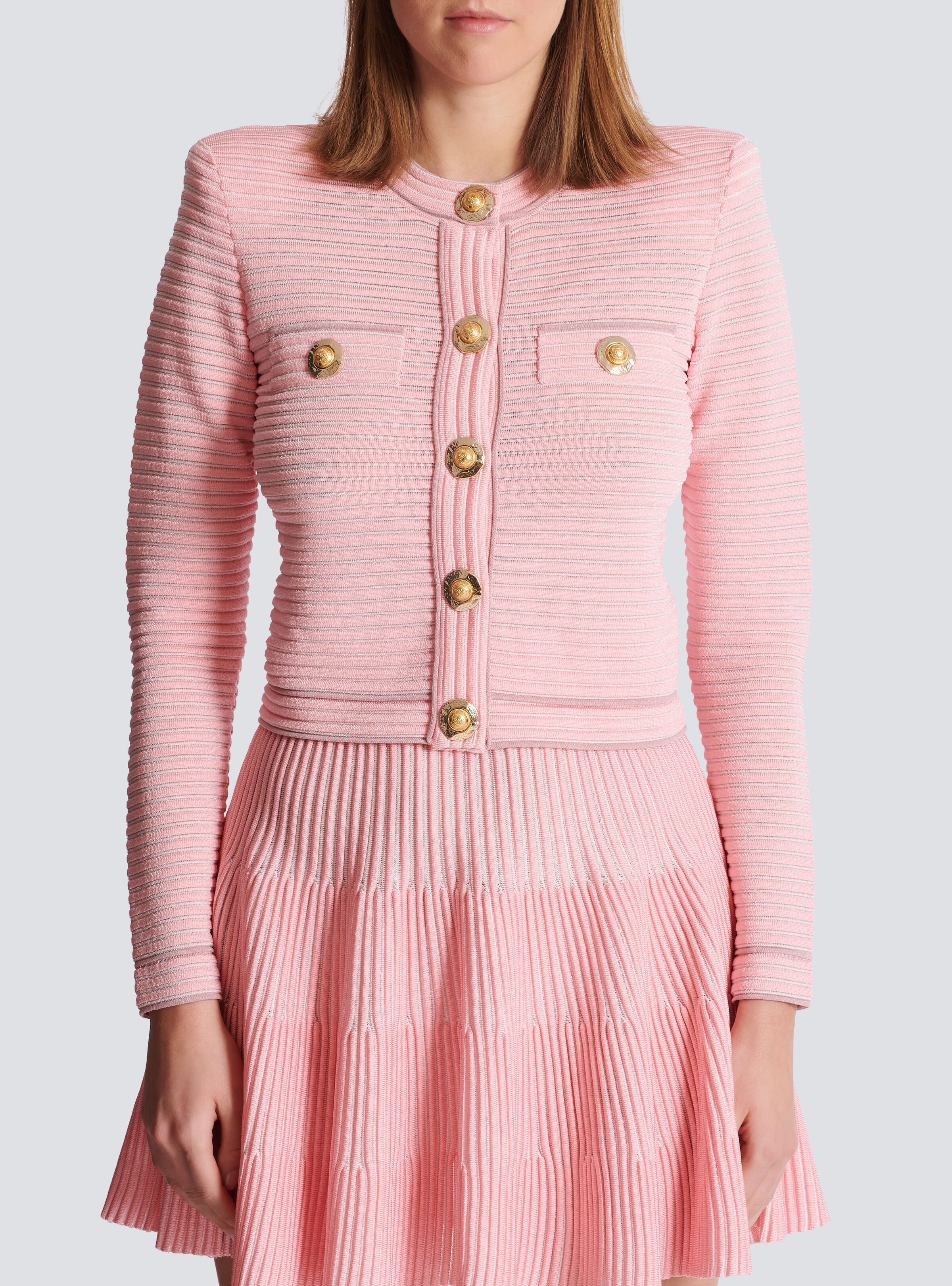 Long-sleeved textured knit cardigan - 5