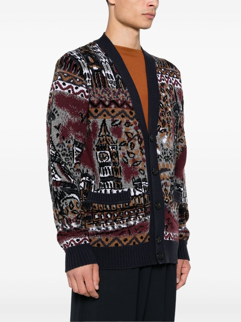 patterned-jacquard cardigan - 3