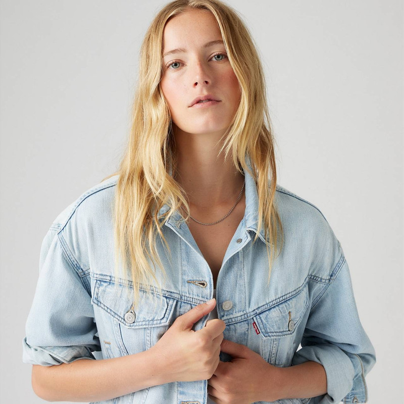 SHRUNKEN '90S LINEN+ DENIM LIGHTWEIGHT TRUCKER JACKET 5