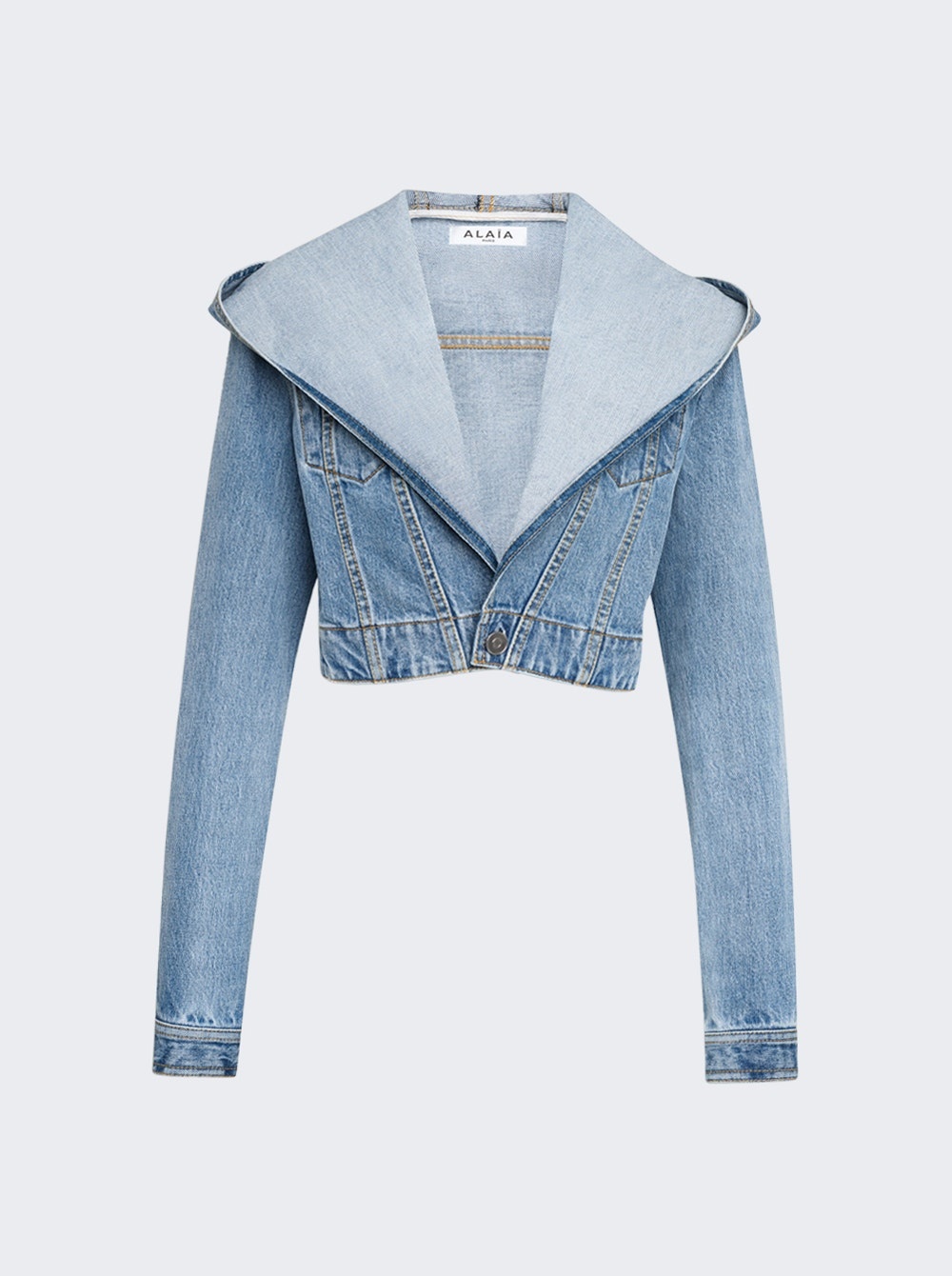 Denim Hooded Cropped Jacket Blue - 1