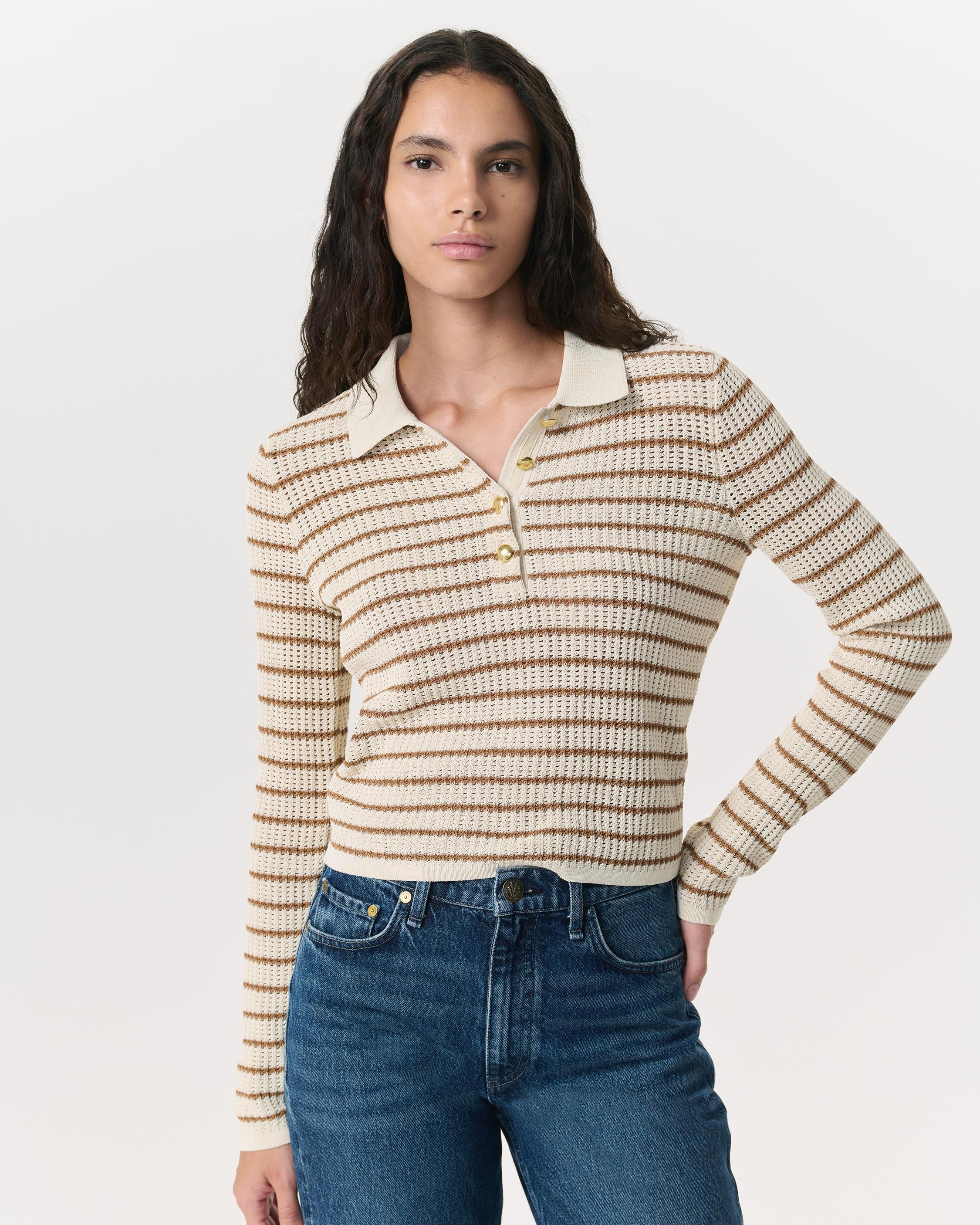 Viola Striped Polo Sweater - 2