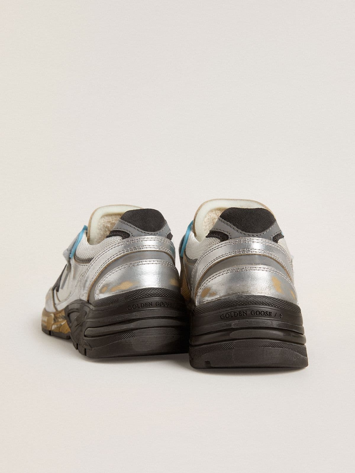 Women's Dad-Star in mesh and silver foiled leather with black suede star - 5