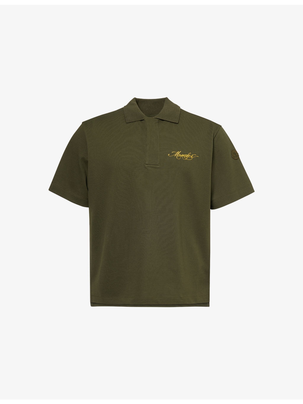 Script Logo-Embroidery Short-Sleeve Cotton-Jersey Polo Shirt - 1