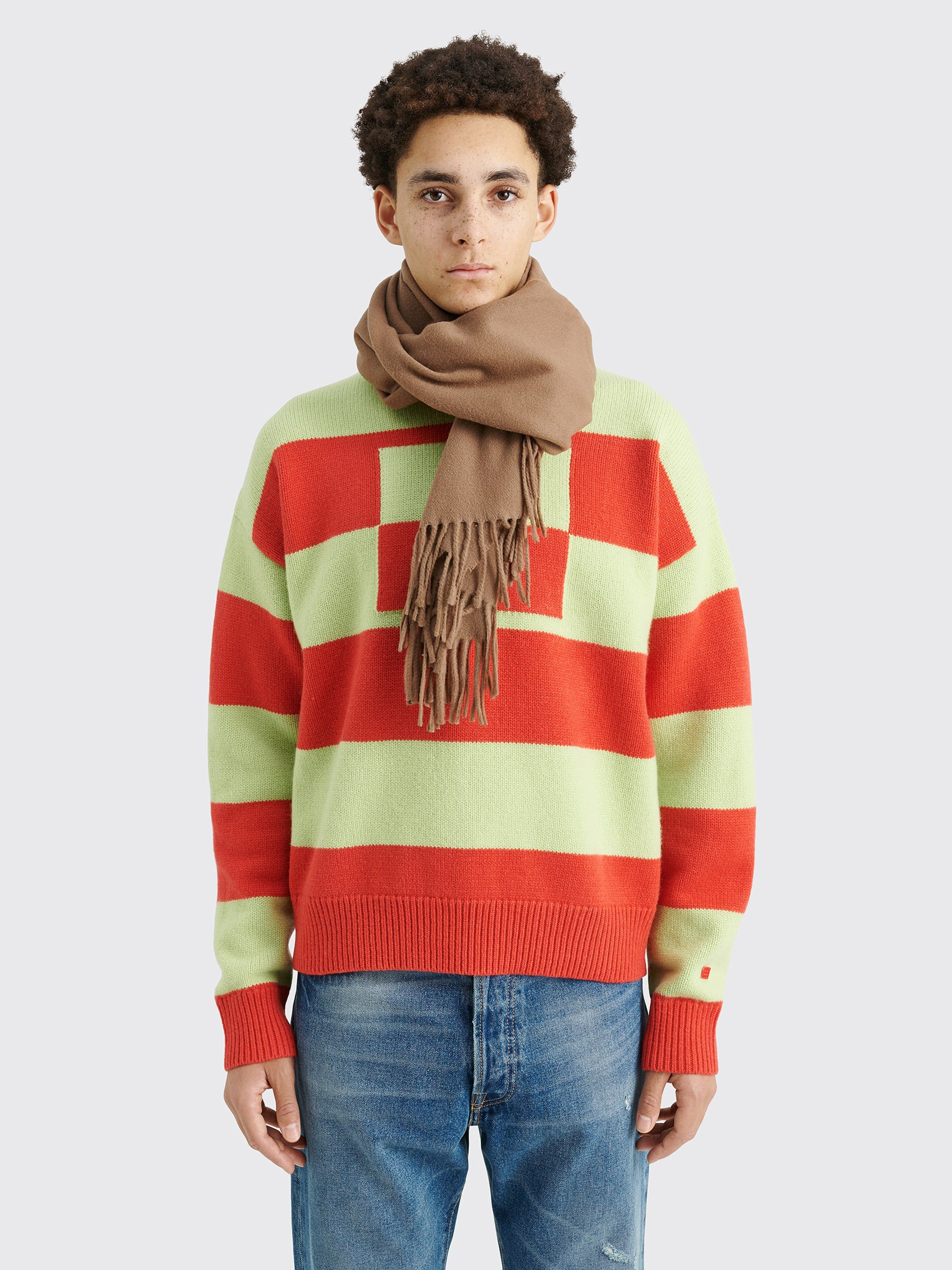 ACNE STUDIOS FRINGE WOOL SCARF NARROW CARAMEL BROWN - 3