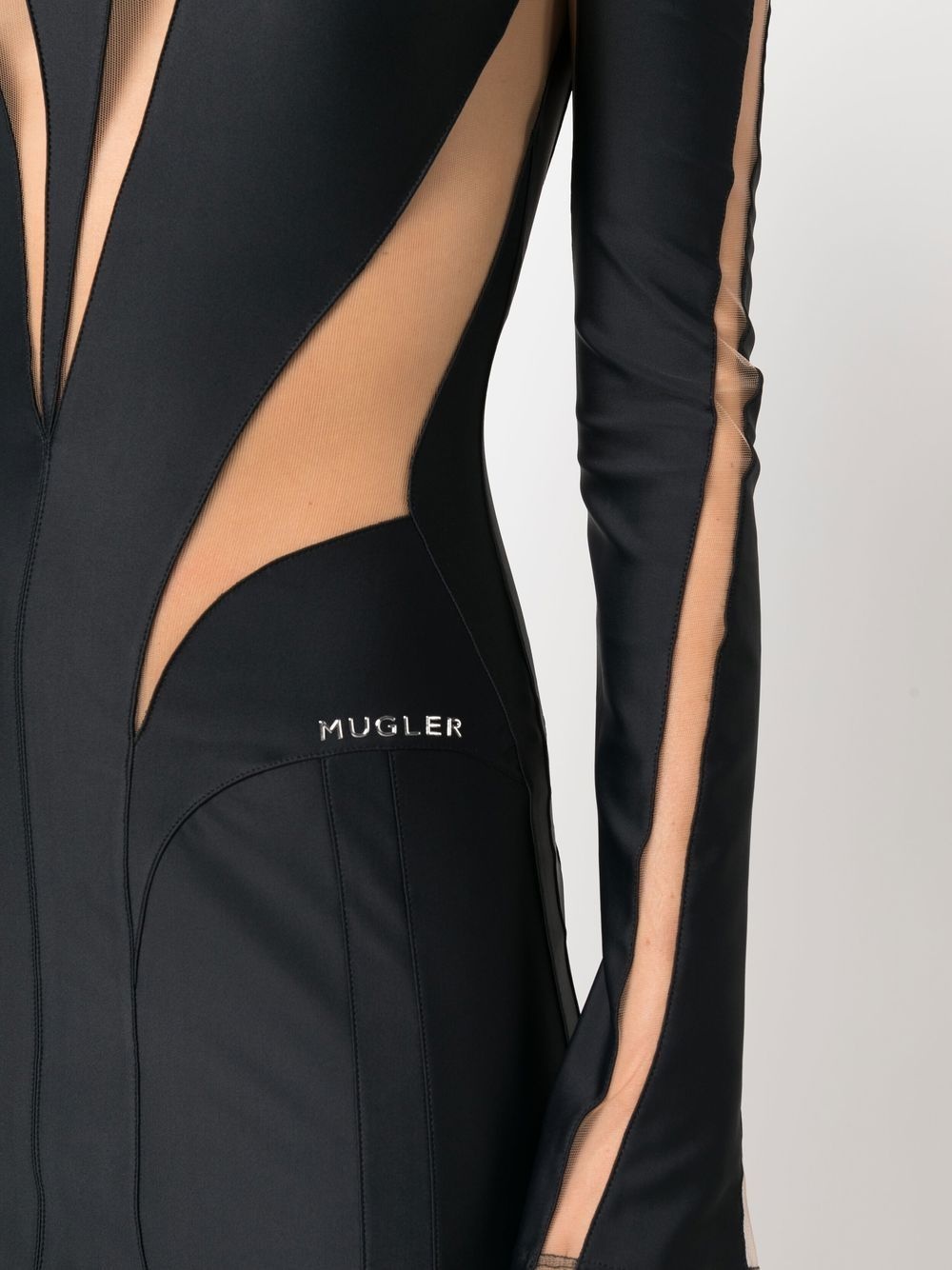 logo-plaque sheer-panel dress - 5