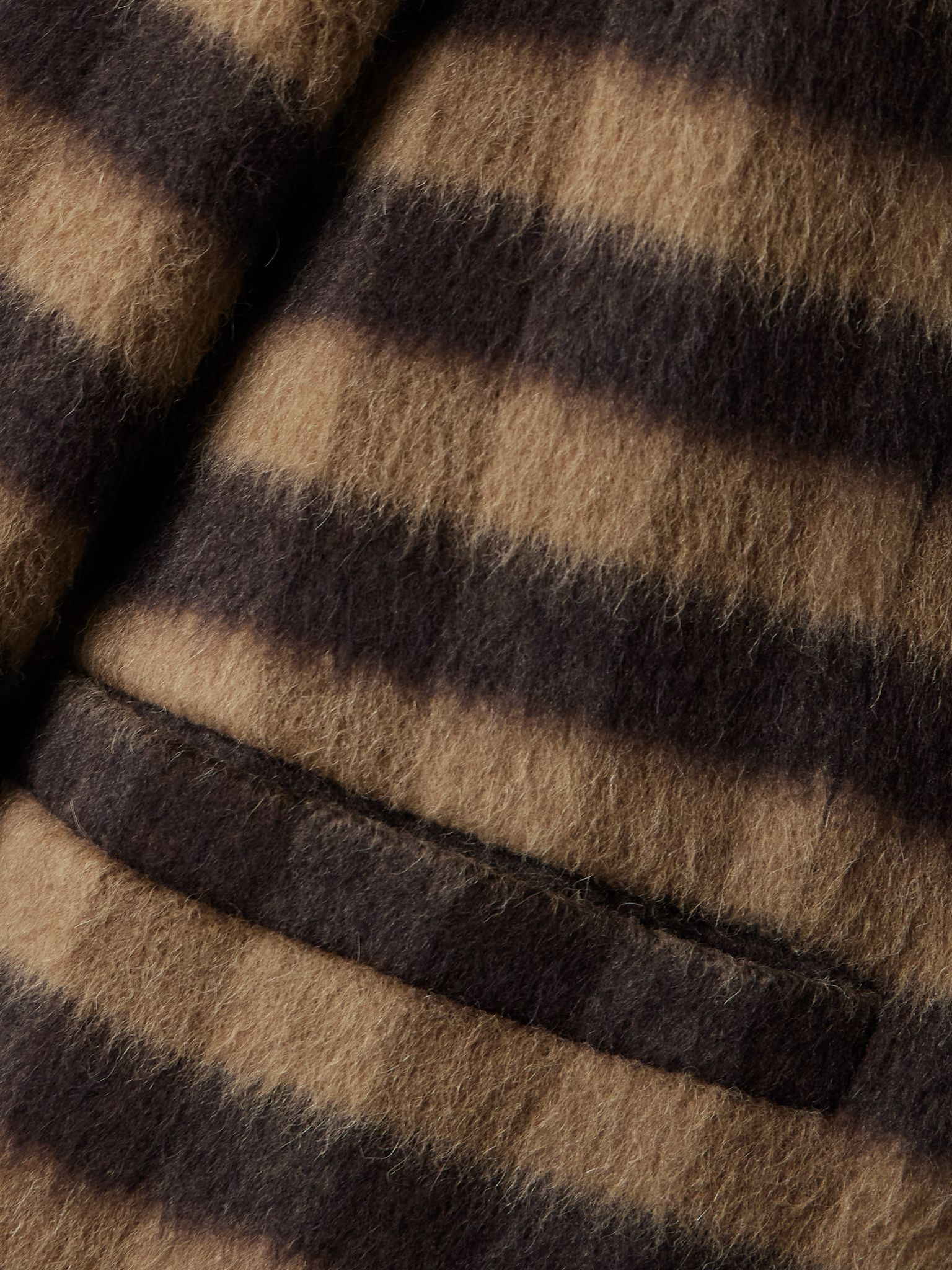 Helene leather-trimmed checked brushed woven jacket Brown - 4