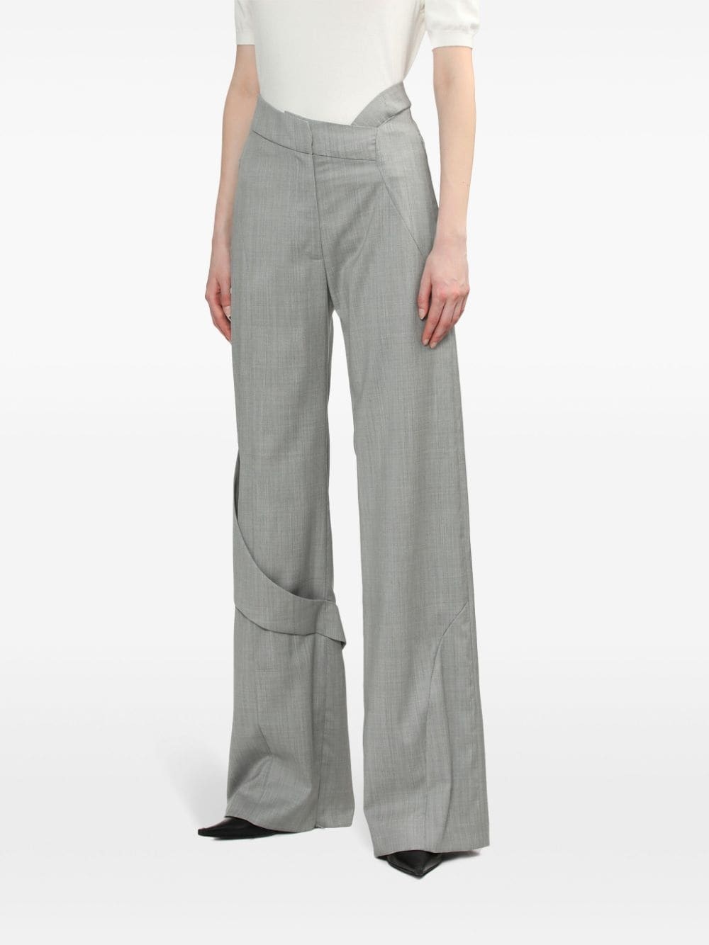 wool asymmetric trousers - 3
