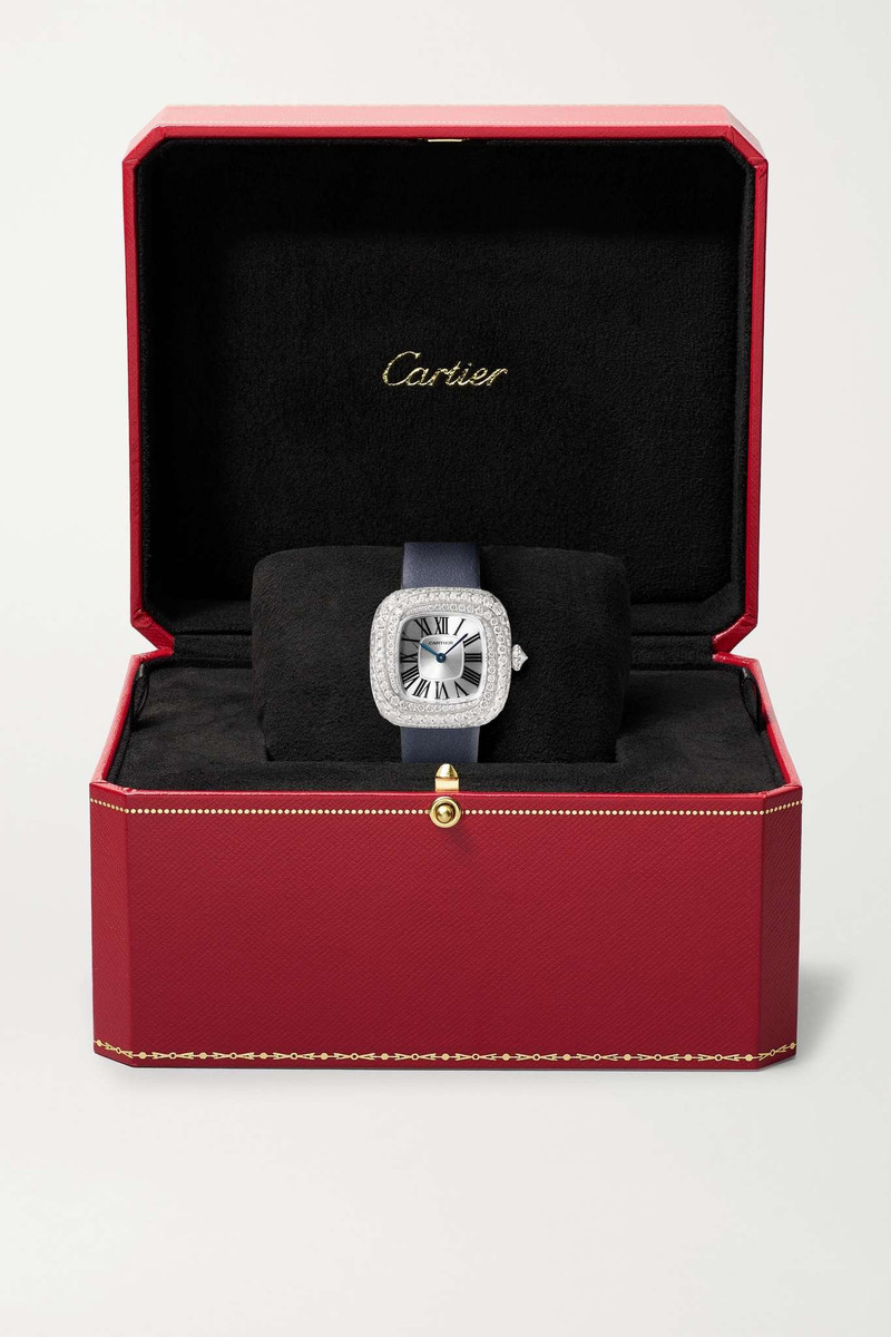 Coussin de Cartier medium 31mm 18-karat rose gold, leather and diamond watch 7