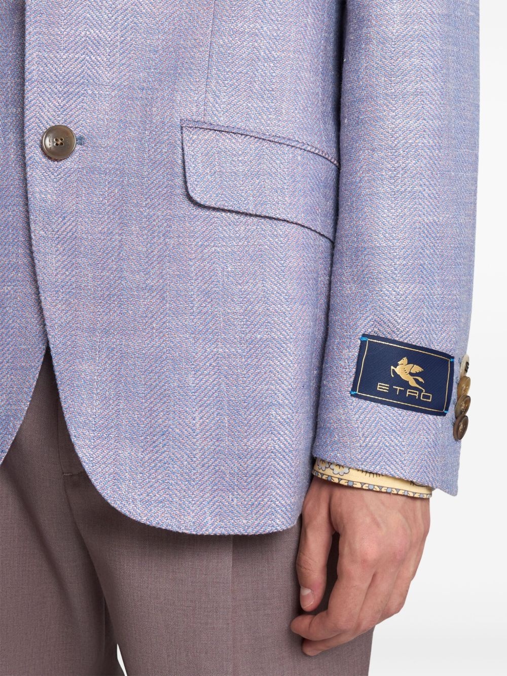 herringbone pattern blazer - 4