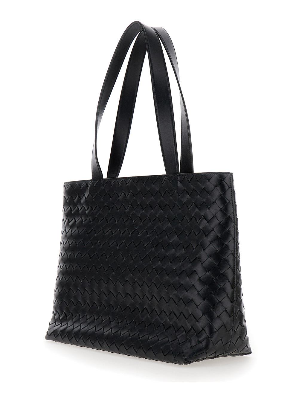 Bottega Veneta Men 'Small Intrecciato' Black Tote Bag With Zip Closure In Leather Man - 2