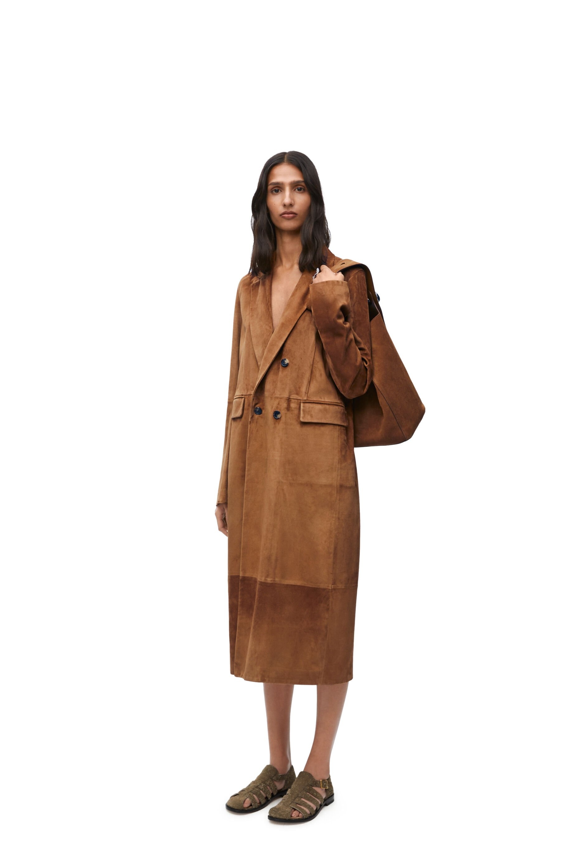 Double breasted coat in suede calfskin - 2