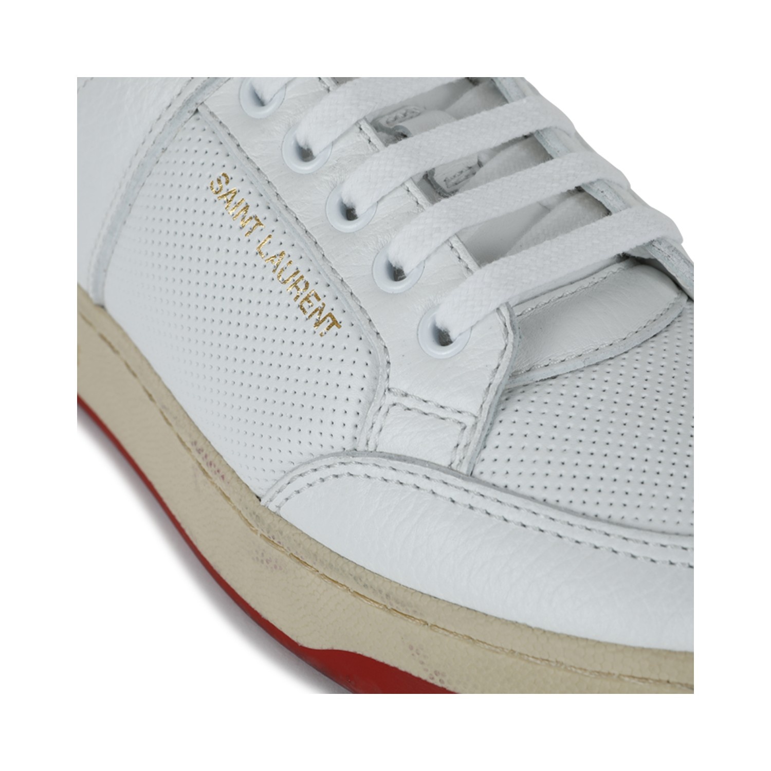 WHITE AND RED LEATHER SL/61 SNEAKERS - 4