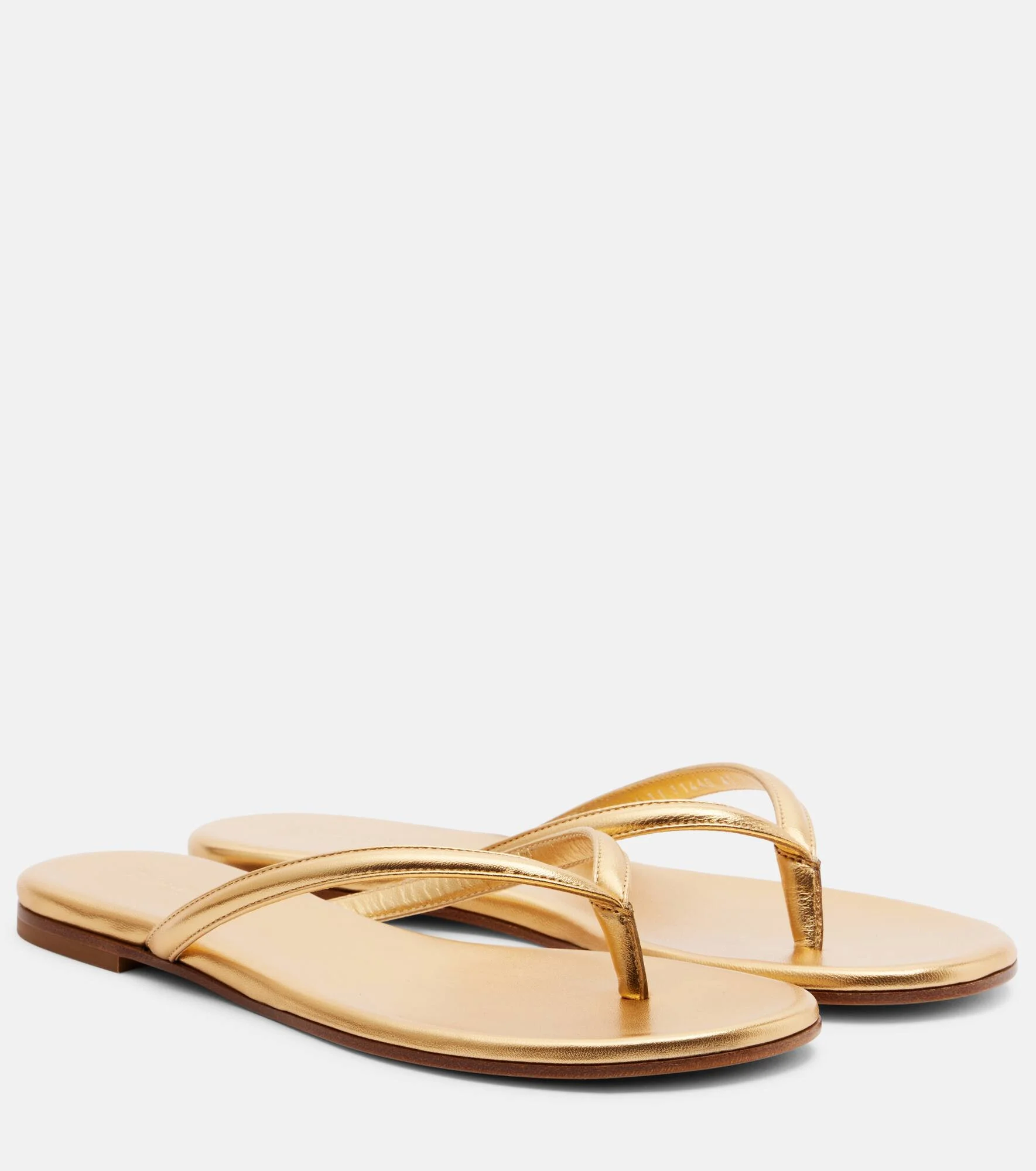 Calypso metallic leather thong sandals - 1