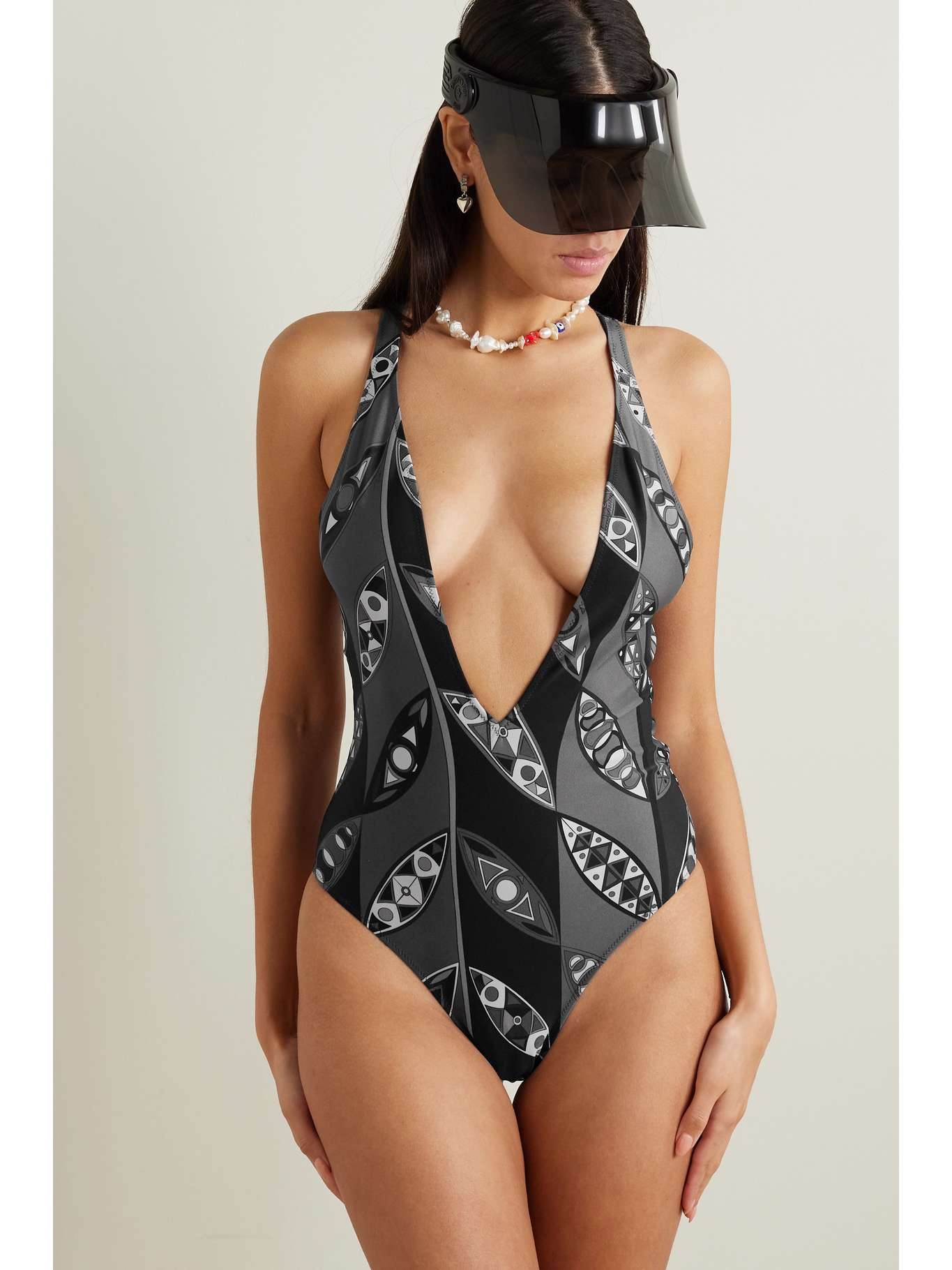 Printed open-back swimsuit - 2