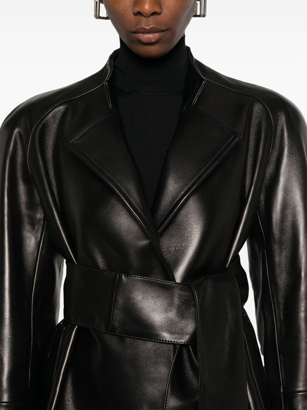 leather belted jacket - 5