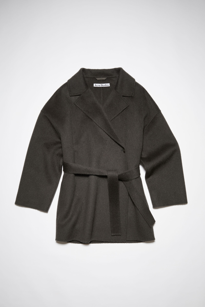 Single-breasted asymmetric coat - Charcoal Grey 7