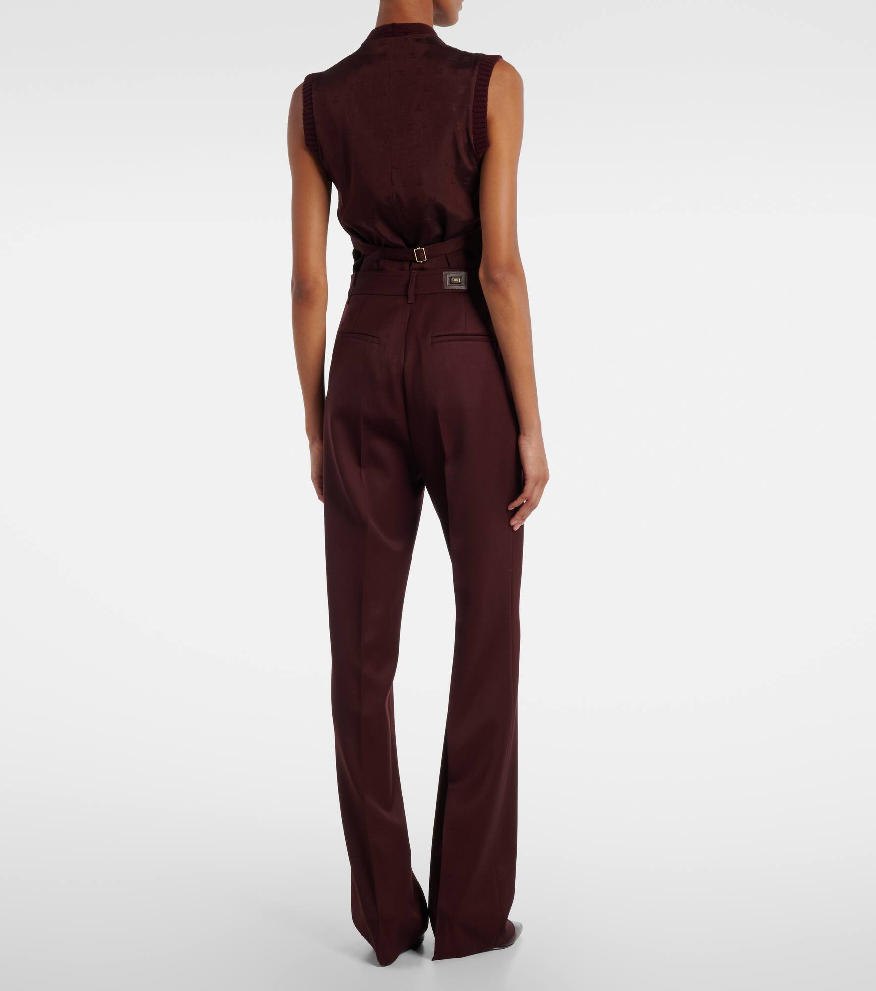 Pleated high-rise virgin wool straight pants - 3
