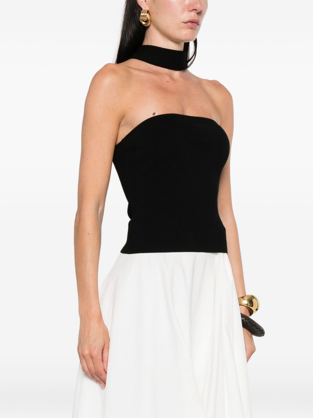 halterneck ribbed top - 3