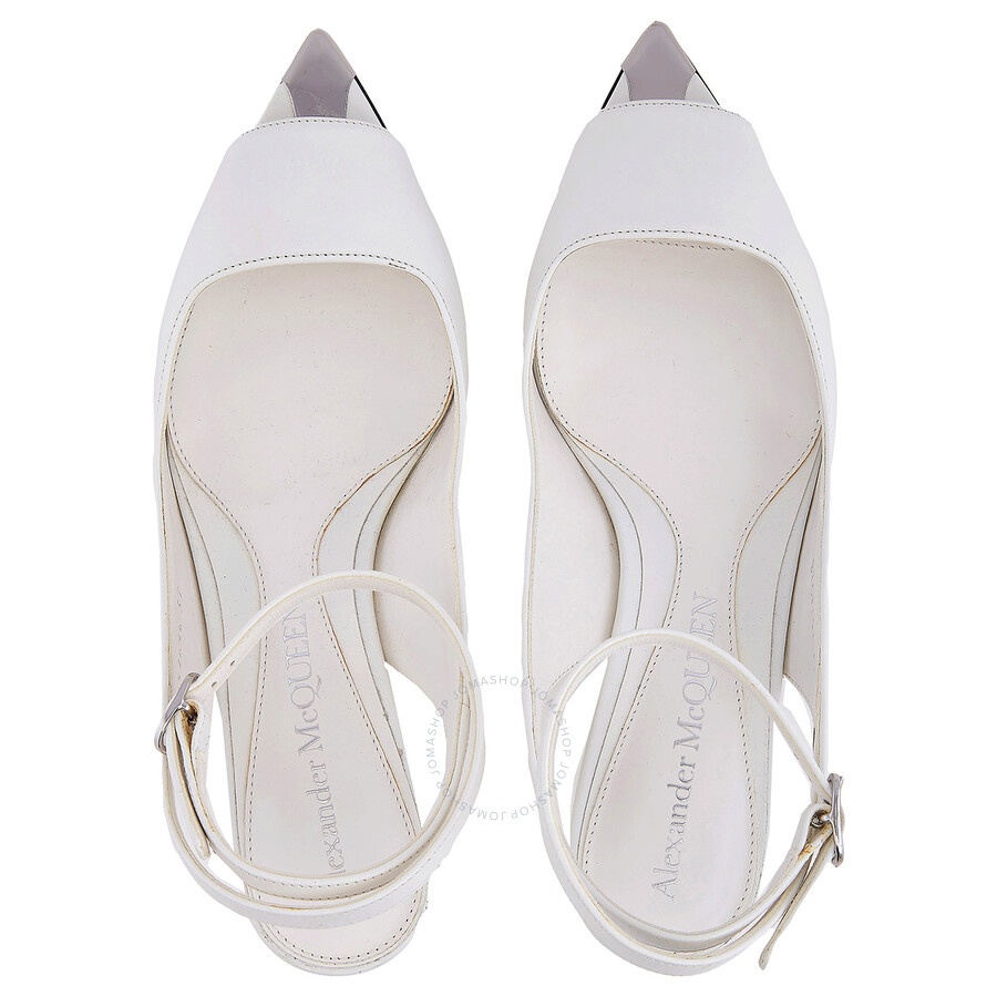Alexander McQueen New Ivory Leather Punk Ankle Strap Sandals - 3