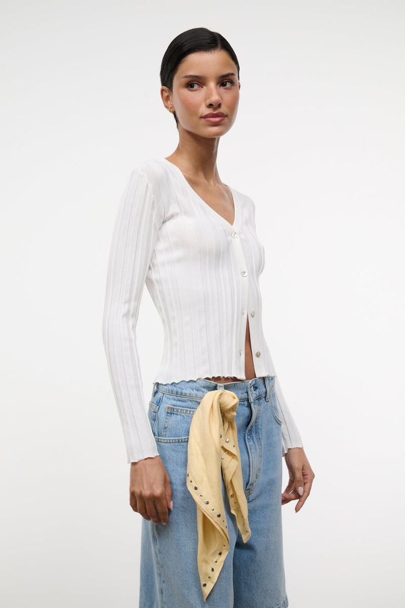 STAUD EZRA CARDIGAN IVORY 3