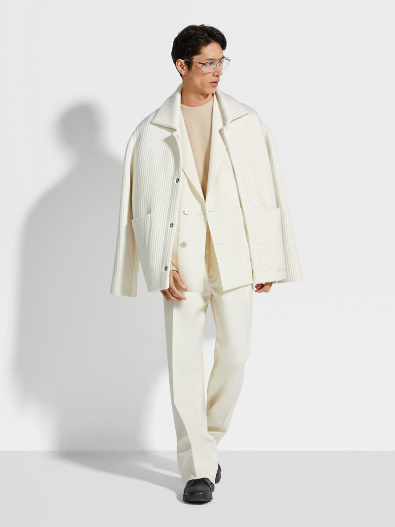WHITE WOOL AND CASHMERE CHORE JACKET 3