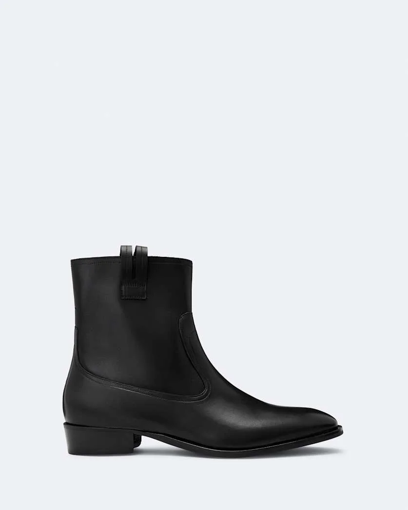 HIRO ZIP-UP LEATHER ANKLE BOOTS - 1