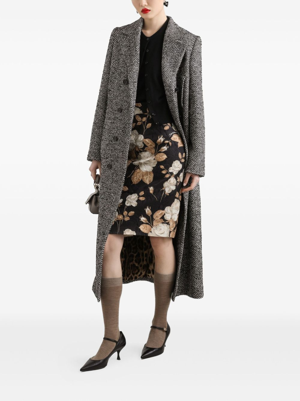 rose-print midi pencil skirt - 2