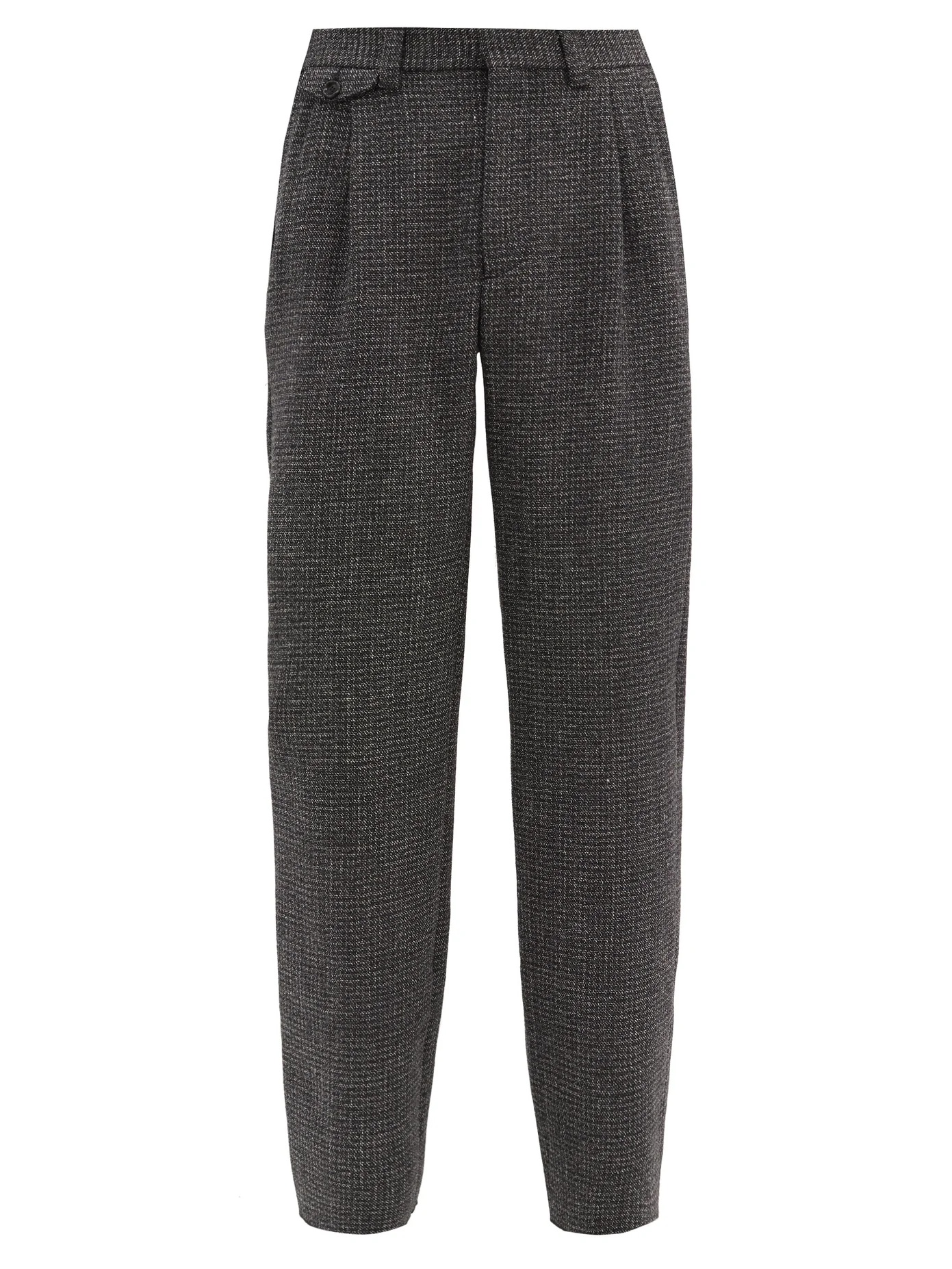 High-rise wool-tweed wide-leg trousers - 1