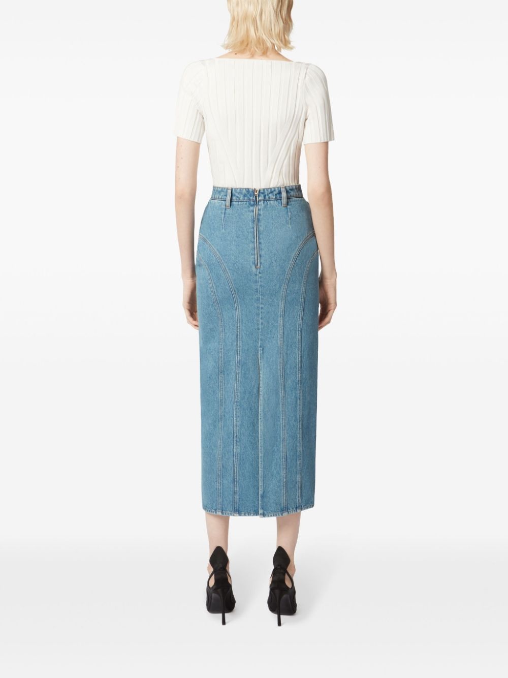panelled denim skirt - 4