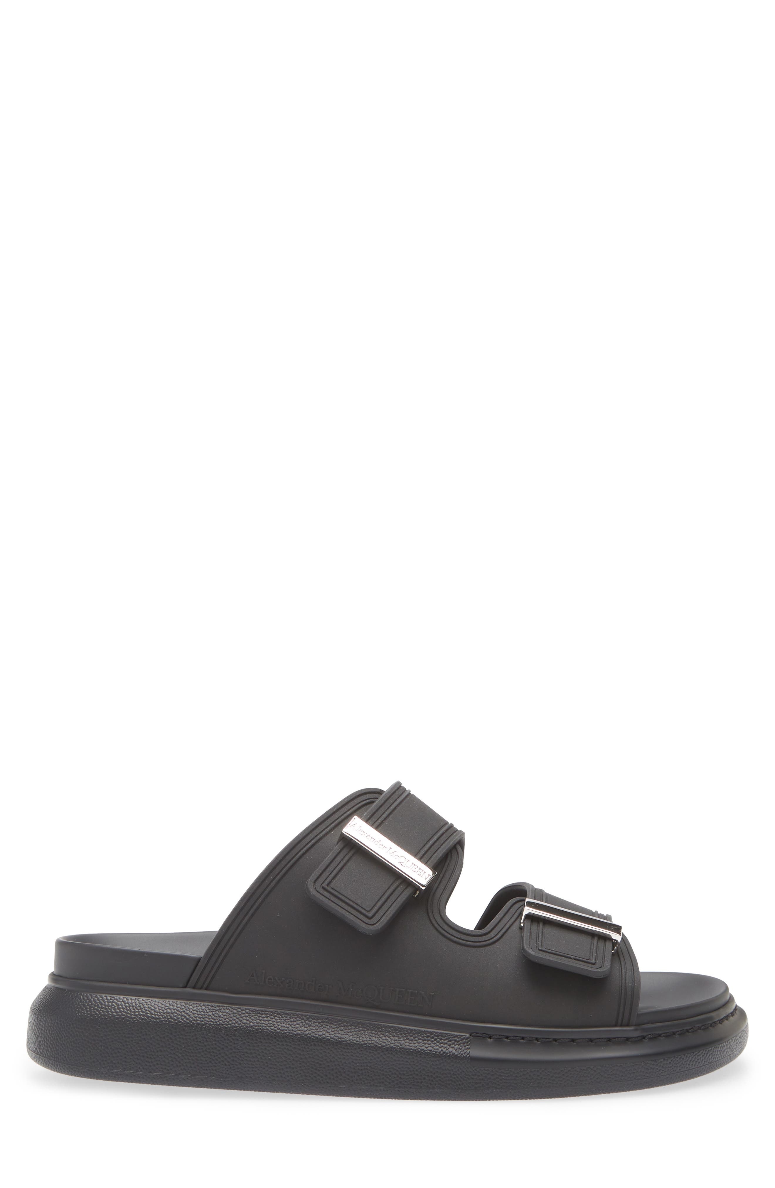 McQueen Oversized Hybrid Slide Sandal in Black/Silver at Nordstrom - 3