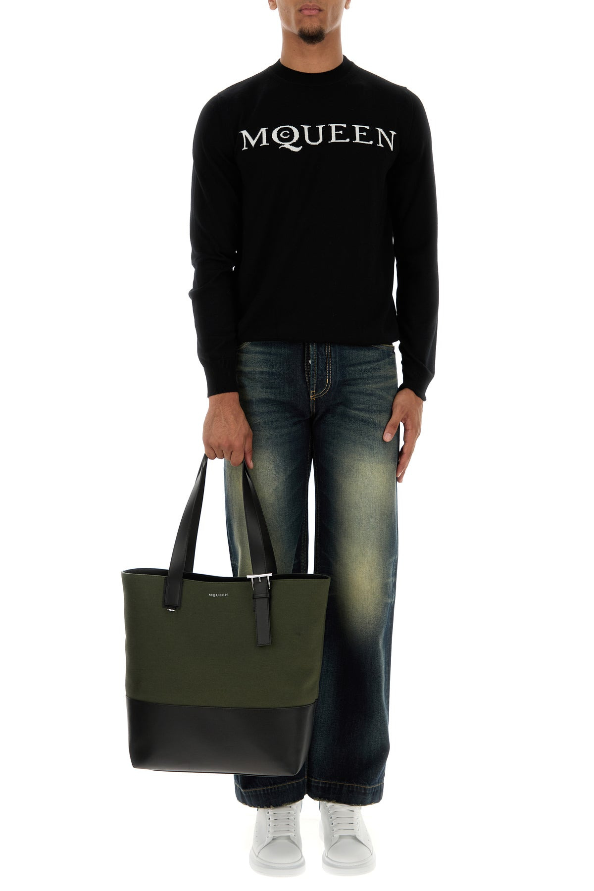 Army green canvas shopping bag - 5