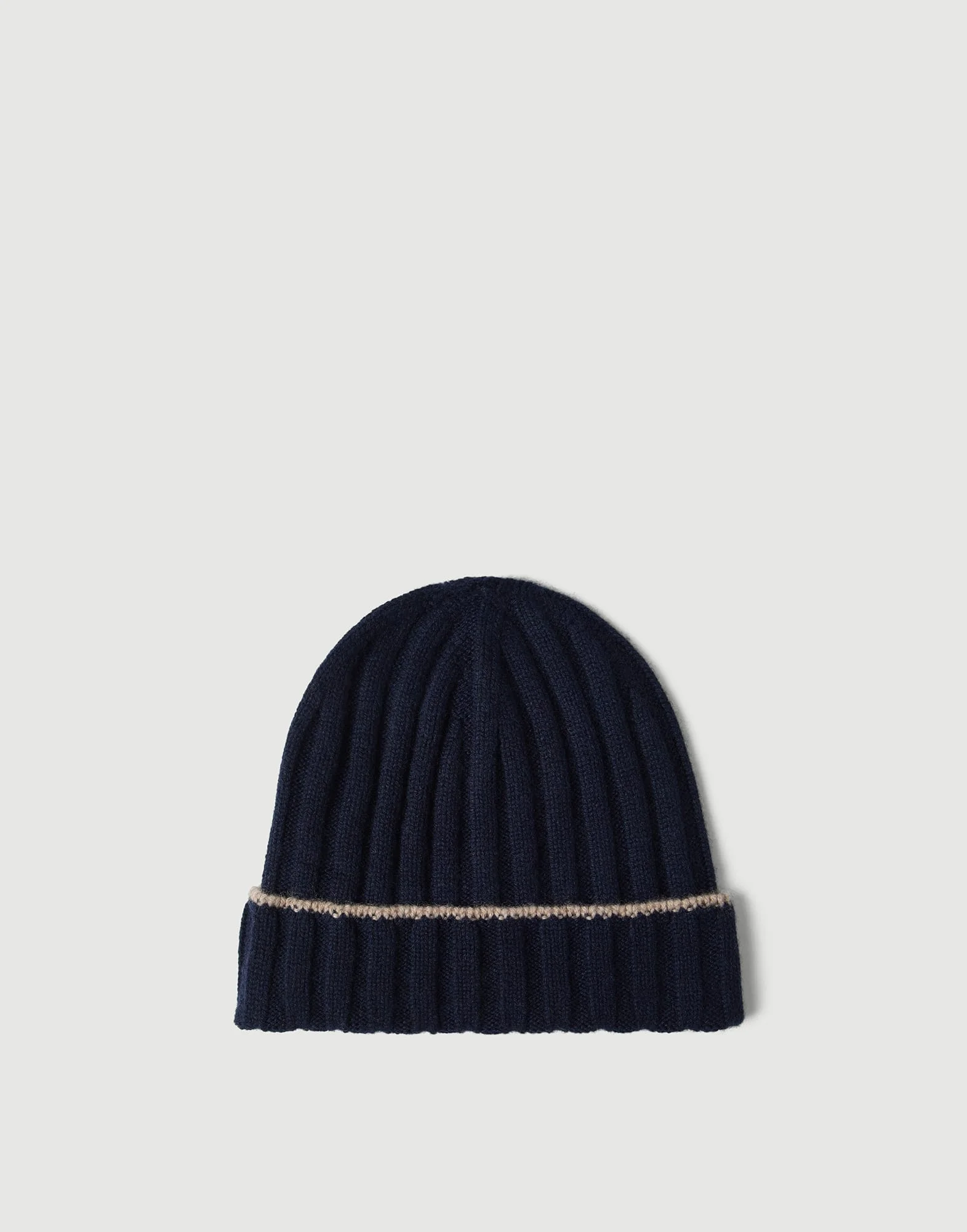 Cashmere rib knit beanie - 1