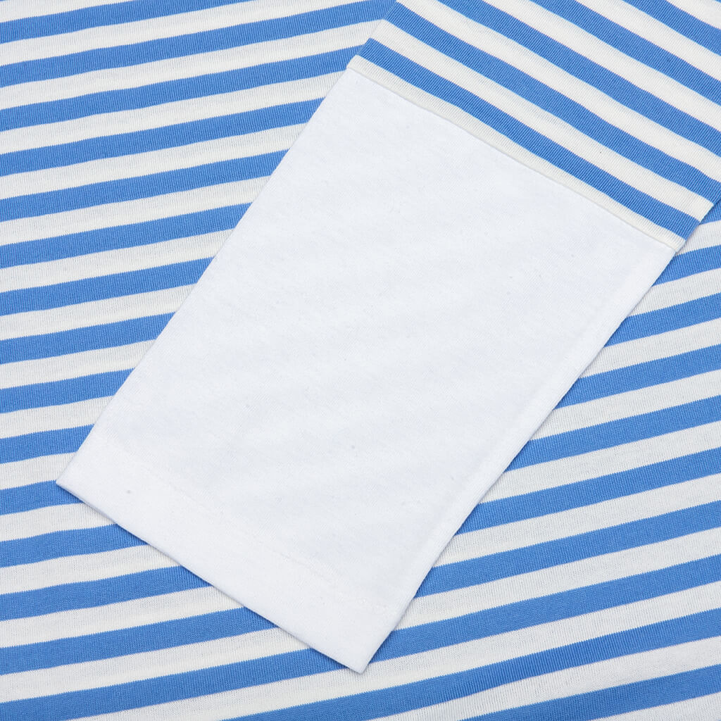 WOMEN'S STRIPED WHITE SLEEVE L/S T-SHIRT - BLUE - 4