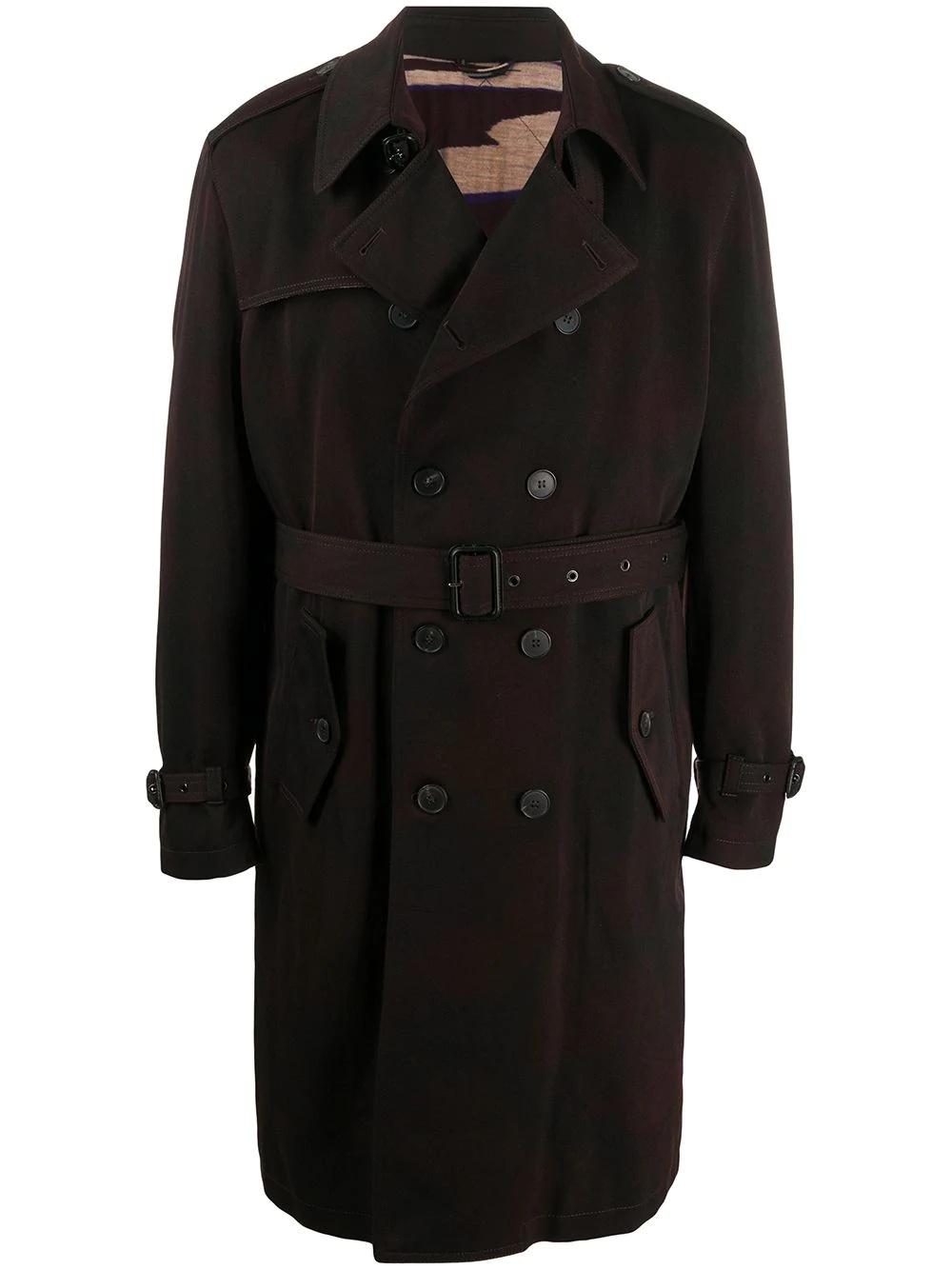 belted double-breasted coat - 1