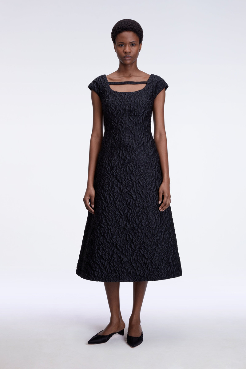 EMILIA WICKSTEAD Pesca Dress In Black Embossed Cloque outlook