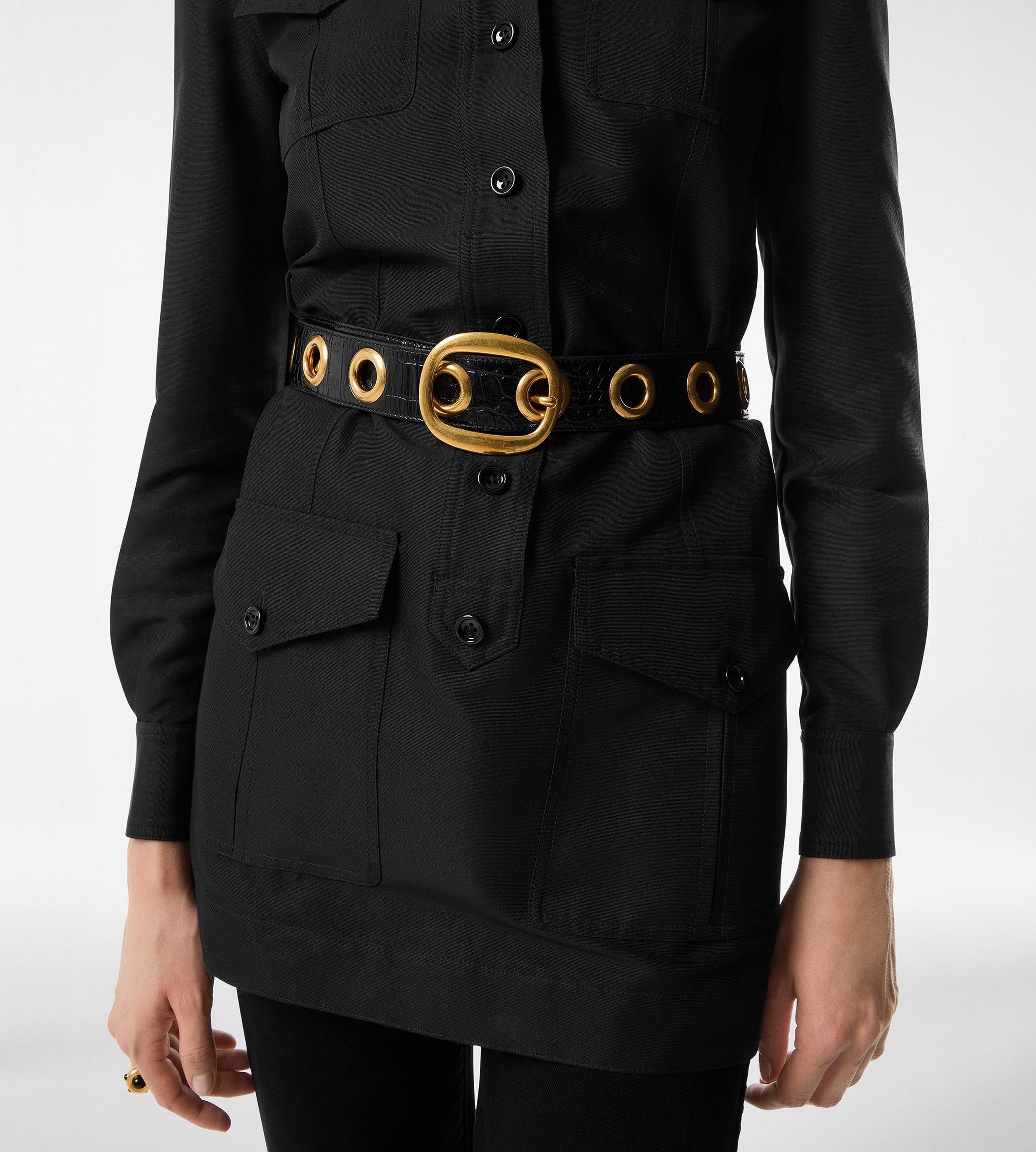 SHINY STAMPED CROCODILE LEATHER URSULA BELT - 3