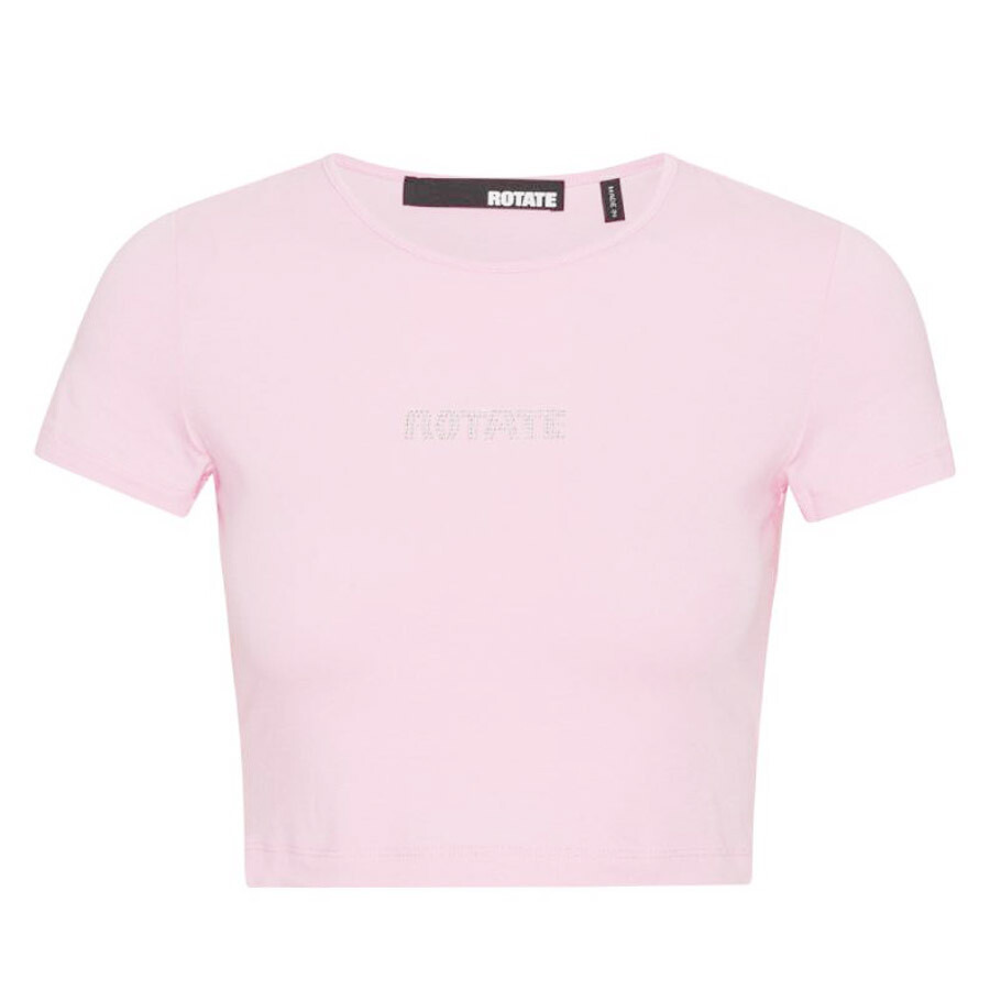 Rotate Logo-Print Crystal-Embellished Crop Top, Brand Size 40 ( US Size 6 ) - 5