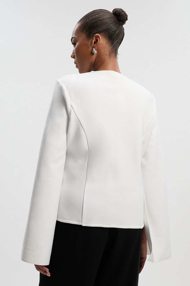 Plus Size Bandage Form Fitting Cape Sleeve Embellished Jacket 5