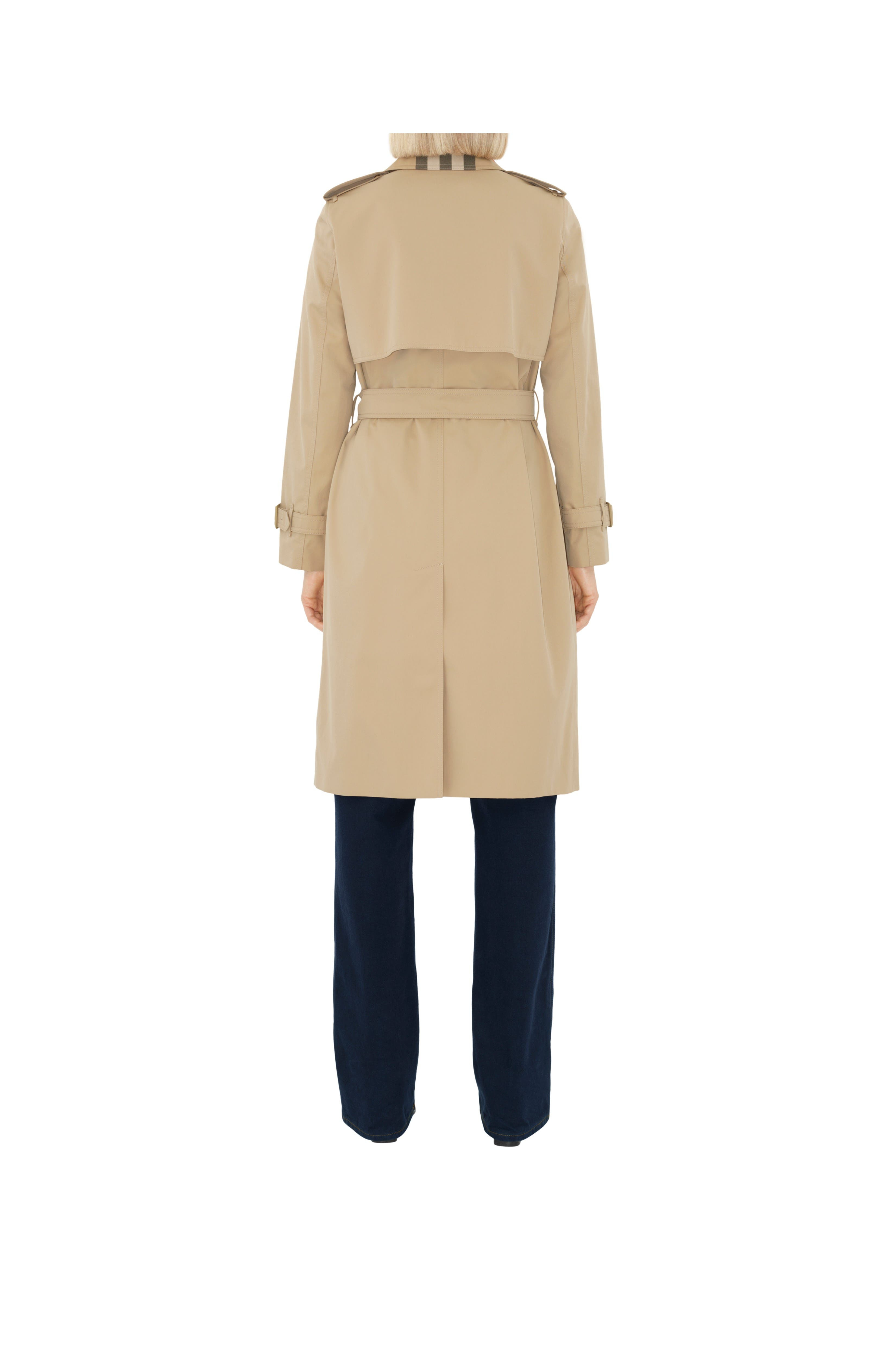 burberry Long Check Collar Gabardine Trench Coat in Honey at Nordstrom - 4