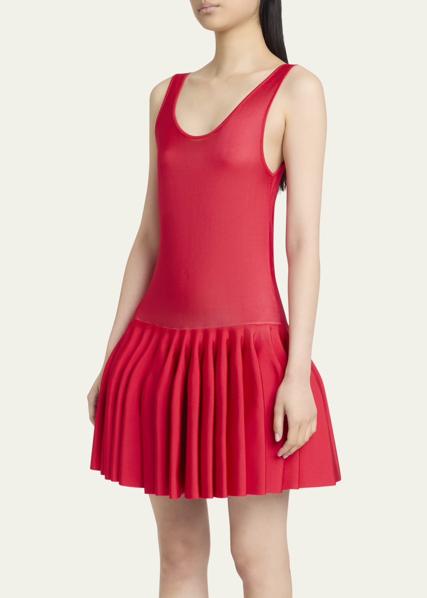 Sleeveless Drop-Waist Flared Skirt Mini Dress - 4