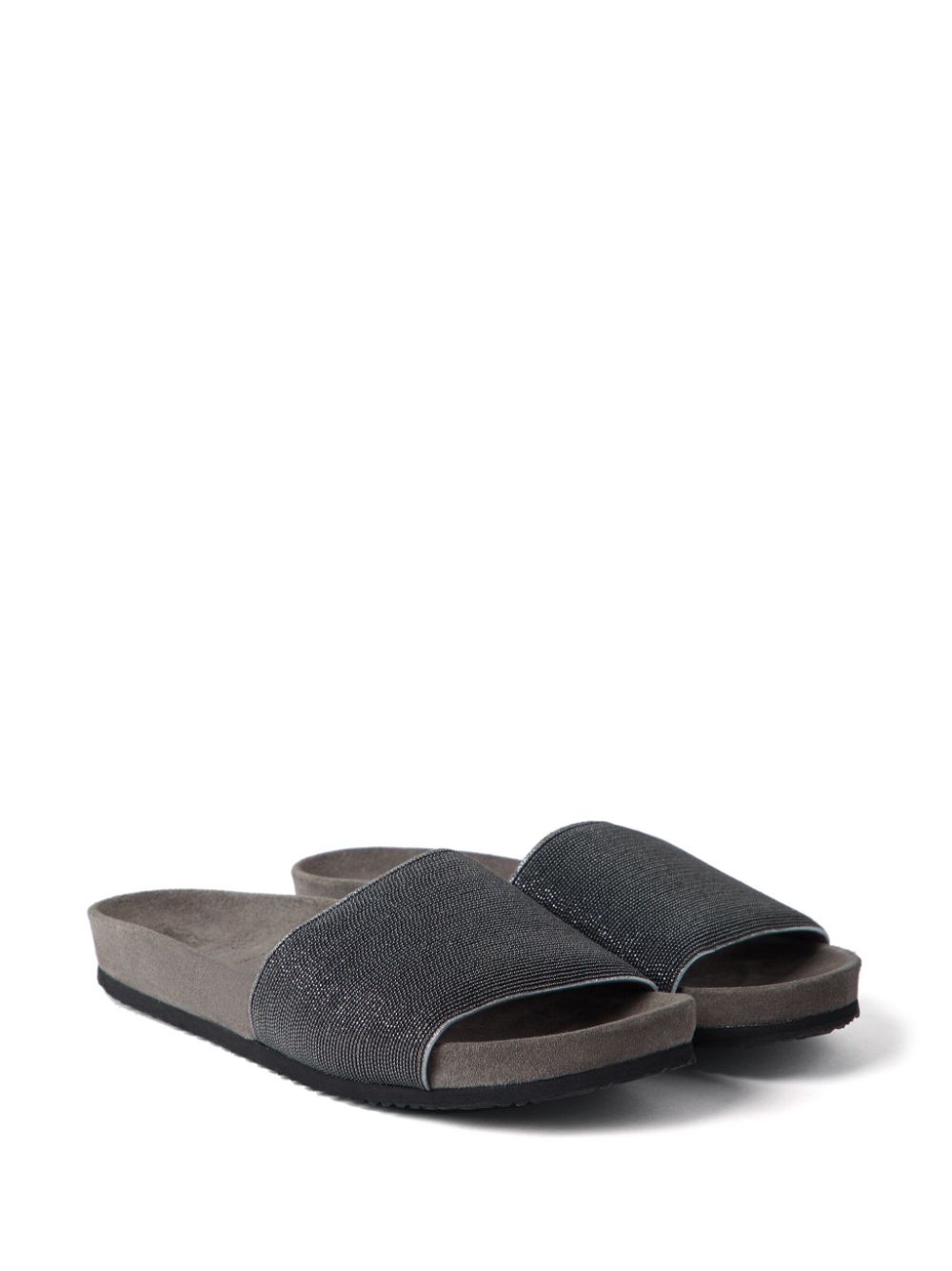 Monili embellished leather slides - 2