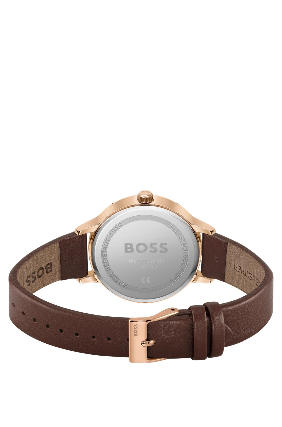 LEATHER-STRAP WATCH WITH SILVER-WHITE DIAL - 3