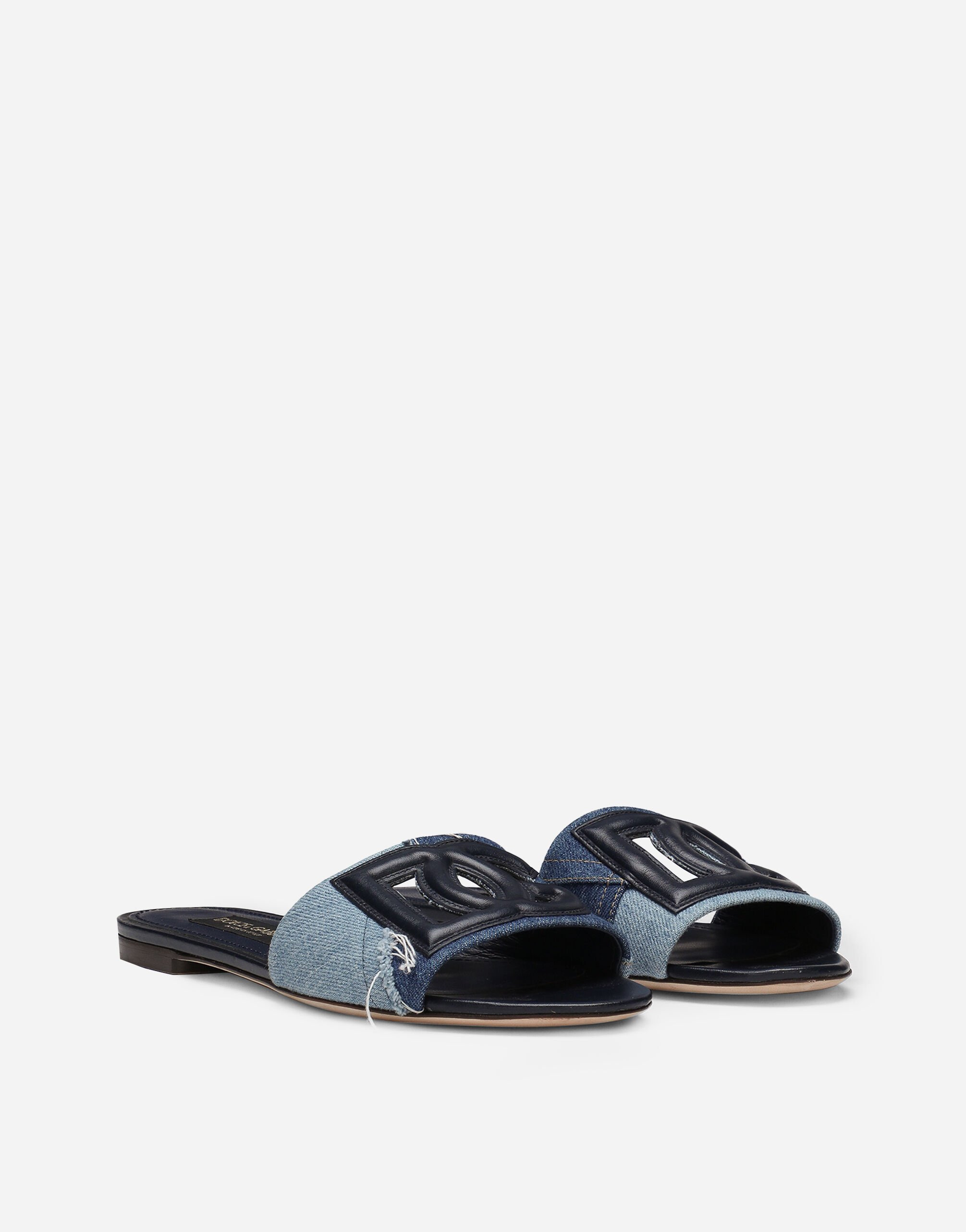 Patchwork denim sliders with DG logo - 2