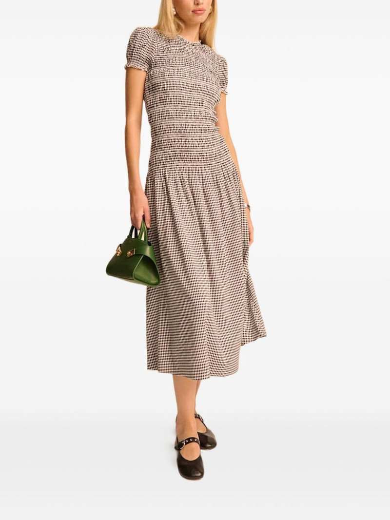 Reformation gingham smocked dress outlook