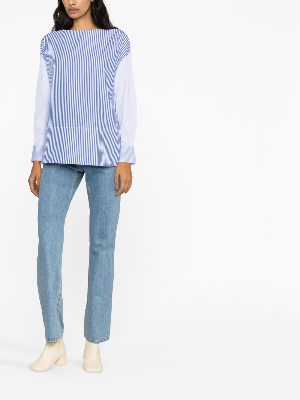 striped patchwork blouse - 3